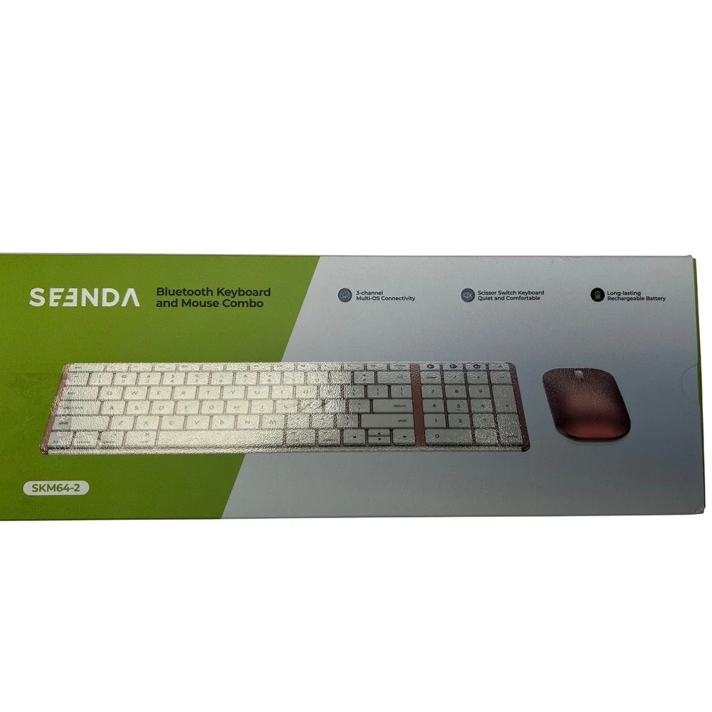 Seenda Bluetooth Keyboard Mouse Combo Rose Gold Mac iPad Ultra Slim Office New